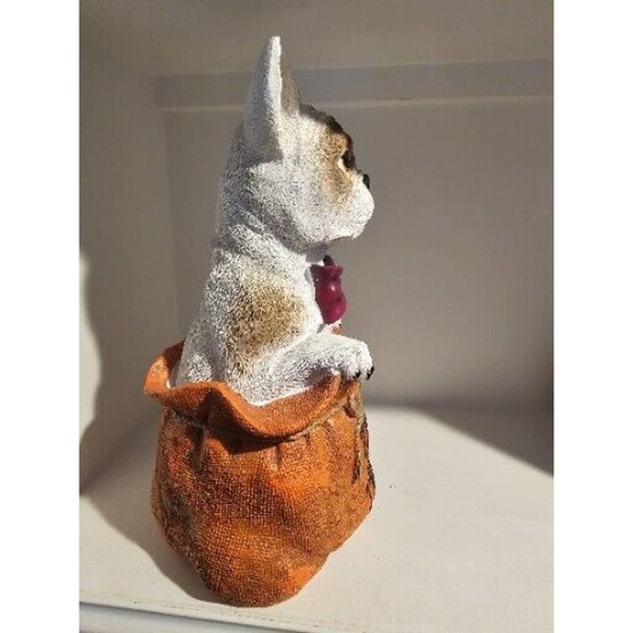 Halloween Orange Trick or Treat bag Frenchie/French Bow Tie Bulldog Statue 13.5" - Picture 4 of 4